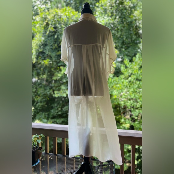 Chico's by Marla Wynne Chiffon Ivory Long Tie-Front Tunic/Duster Size M EUC - Picture 10 of 12